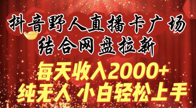 每天收入2000+，抖音野人直播卡广场，结合网盘拉新，纯无人，小白轻松上手【揭秘】-秀人资源网