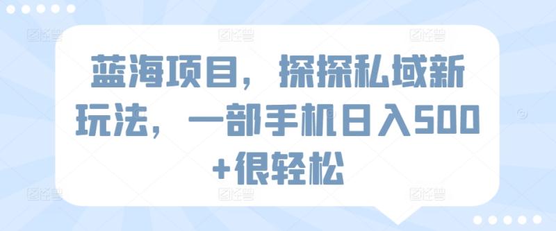 蓝海项目，探探私域新玩法，一部手机日入500+很轻松【揭秘】-秀人资源网