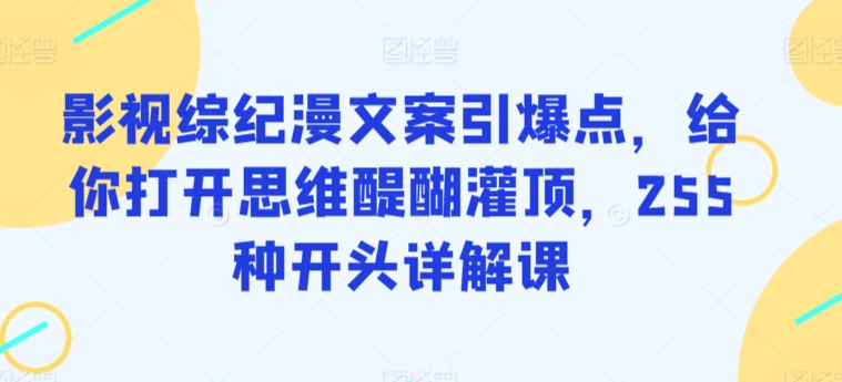 影视综纪漫文案引爆点，给你打开思维醍醐灌顶，255种开头详解课-秀人资源网