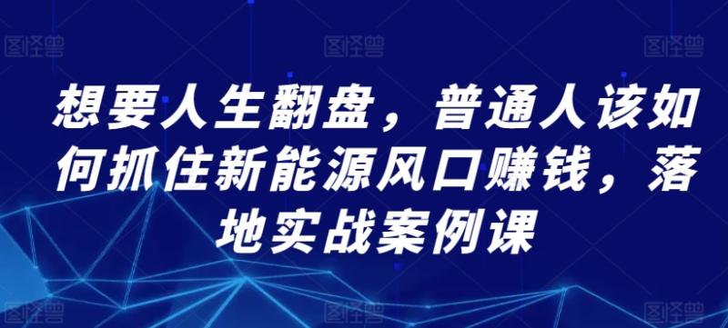 想要人生翻盘，普通人该如何抓住新能源风口赚钱，落地实战案例课-整合资源网
