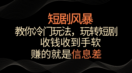 短剧风暴，教你冷门玩法，玩转短剧，收钱收到手软【揭秘】-秀人资源网