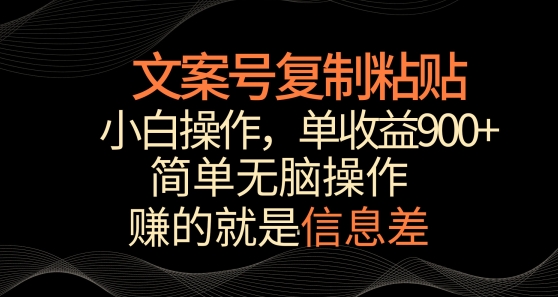 文案号掘金，简单复制粘贴，小白操作，单作品收益900+【揭秘】-秀人资源网