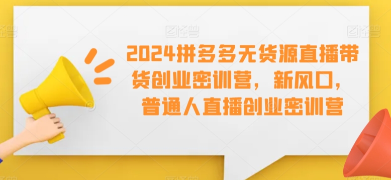 2024拼多多无货源直播带货创业密训营，新风口，普通人直播创业密训营-秀人资源网