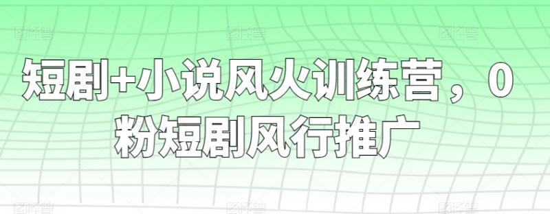 短剧+小说风火训练营，0粉短剧风行推广-秀人资源网
