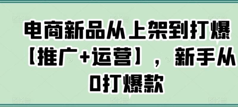 电商新品从上架到打爆【推广+运营】，新手从0打爆款-秀人资源网