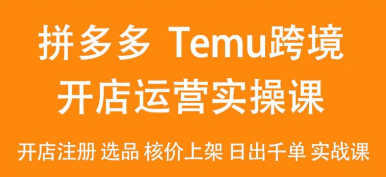 2024Temu最新玩法，Temu跨境开店运营实操课，开店注册/选品/核价上架/日出千单实战课-秀人资源网
