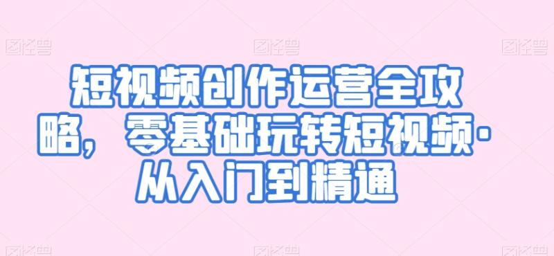短视频创作运营全攻略，零基础玩转短视频·从入门到精通-整合资源网