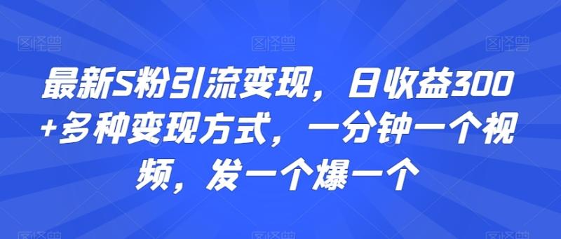 最新S粉引流变现，日收益300+多种变现方式，一分钟一个视频，发一个爆一个【揭秘】-秀人资源网