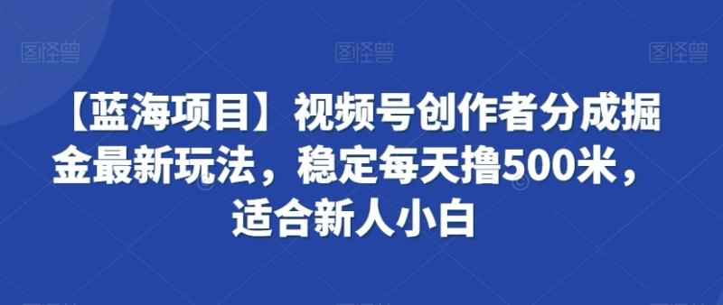 【蓝海项目】视频号创作者分成掘金最新玩法，稳定每天撸500米，适合新人小白【揭秘】-秀人资源网