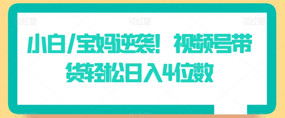 小白/宝妈逆袭！视频号带货轻松日入4位数【揭秘】-秀人资源网