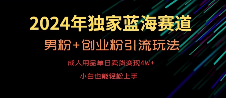 2024年独家蓝海赛道，成人用品单日卖货变现4W+，男粉+创业粉引流玩法，不愁搞不到流量【揭秘】-整合资源网