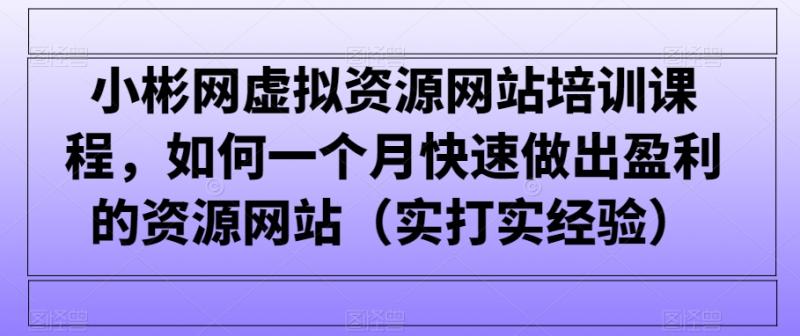 小彬网虚拟资源网站培训课程，如何一个月快速做出盈利的资源网站（实打实经验）-秀人资源网