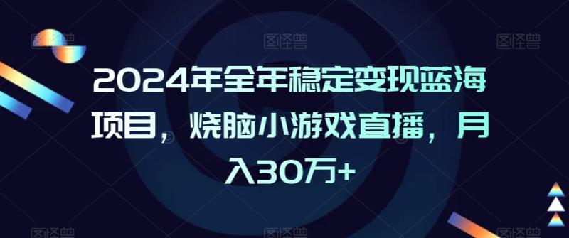 2024年全年稳定变现蓝海项目，烧脑小游戏直播，月入30万+【揭秘】-整合资源网