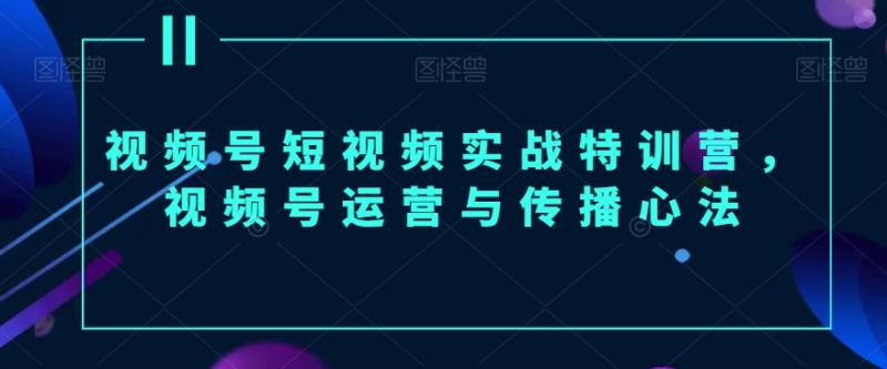 视频号短视频实战特训营，视频号运营与传播心法-秀人资源网
