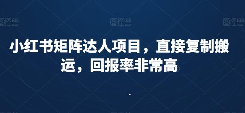 小红书矩阵达人项目，直接复制搬运，回报率非常高-秀人资源网
