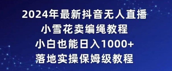 2024年抖音最新无人直播小雪花卖编绳项目，小白也能日入1000+落地实操保姆级教程【揭秘】-秀人资源网
