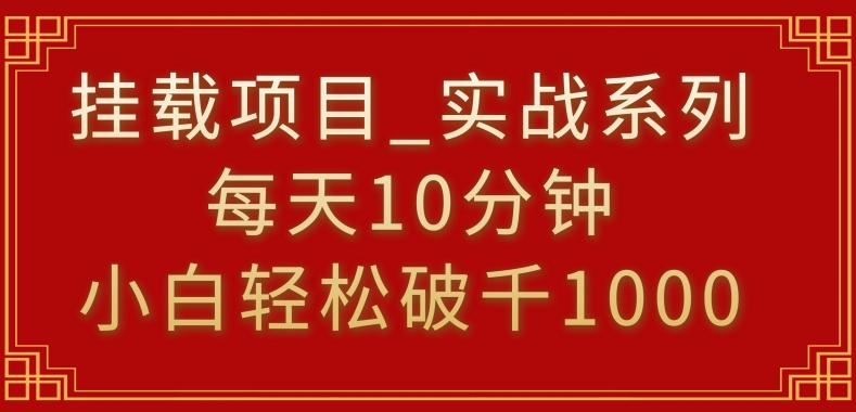 挂载项目，小白轻松破1000，每天10分钟，实战系列保姆级教程【揭秘】-秀人资源网