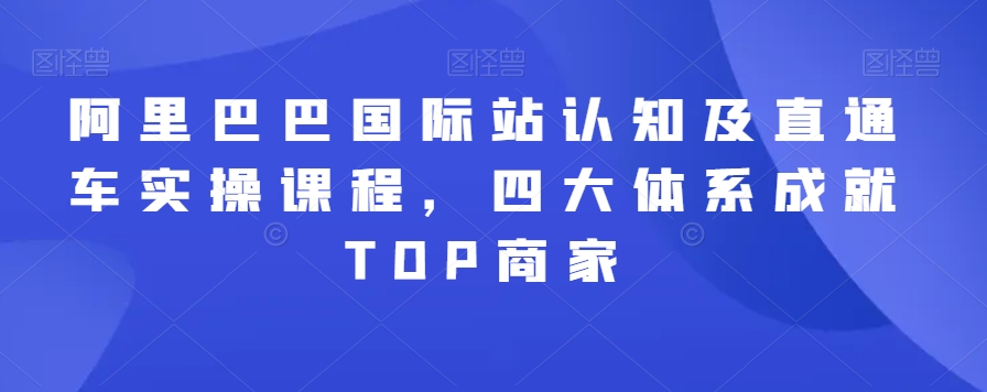 阿里巴巴国际站认知及直通车实操课程，四大体系成就TOP商家-秀人资源网
