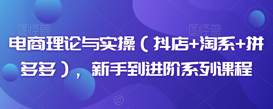 电商理论与实操（抖店+淘系+拼多多），新手到进阶系列课程-秀人资源网
