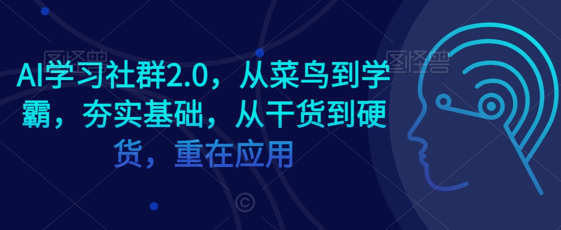 AI学习社群2.0，从菜鸟到学霸，夯实基础，从干货到硬货，重在应用-秀人资源网