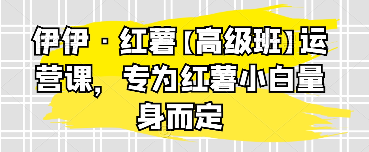 伊伊·红薯【高级班】运营课，专为红薯小白量身而定-秀人资源网