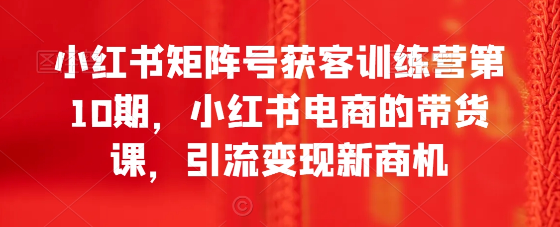 小红书矩阵号获客训练营第10期，小红书电商的带货课，引流变现新商机-整合资源网