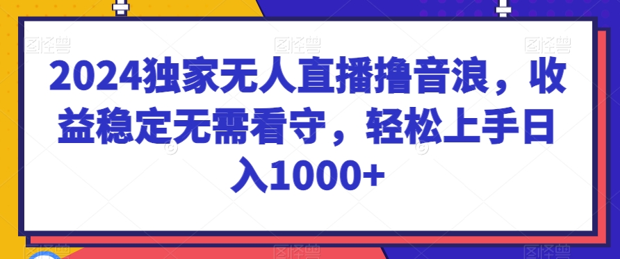 2024独家无人直播撸音浪，收益稳定无需看守，轻松上手日入1000+【揭秘】-秀人资源网