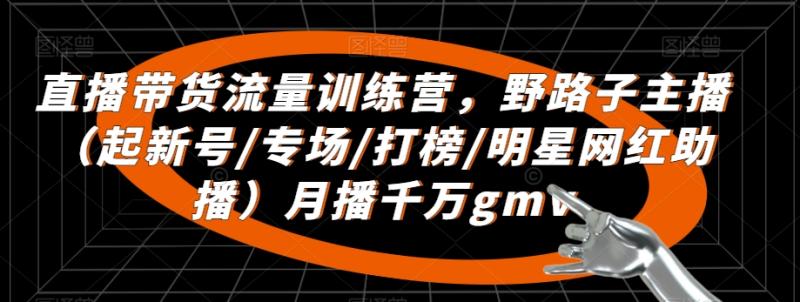 直播带货流量训练营，​野路子主播（起新号/专场/打榜/明星网红助播）月播千万gmv-秀人资源网