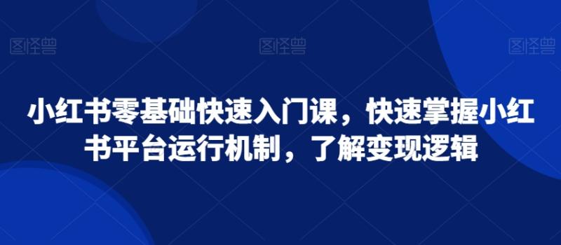 小红书零基础快速入门课，快速掌握小红书平台运行机制，了解变现逻辑-整合资源网