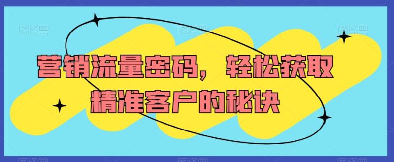 营销流量密码，轻松获取精准客户的秘诀-秀人资源网