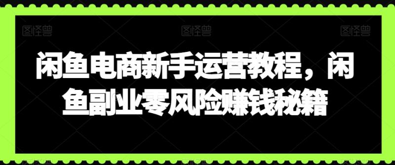 闲鱼电商新手运营教程，闲鱼副业零风险赚钱秘籍-整合资源网