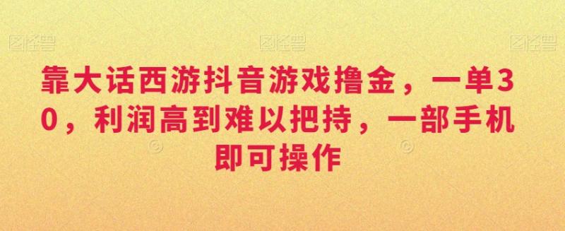靠大话西游抖音游戏撸金，一单30，利润高到难以把持，一部手机即可操作，日入3000+【揭秘】-秀人资源网