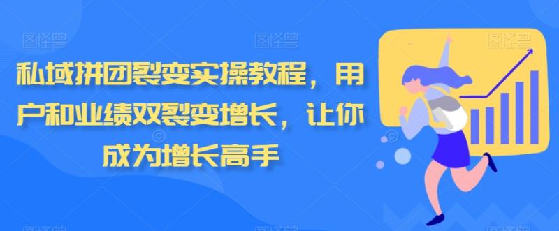 私域拼团裂变实操教程，用户和业绩双裂变增长，让你成为增长高手-秀人资源网
