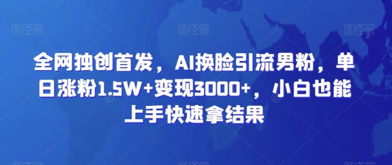 全网独创首发，AI换脸引流男粉，单日涨粉1.5W+变现3000+，小白也能上手快速拿结果【揭秘】-秀人资源网