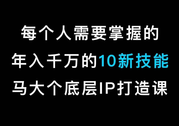 马大个的IP底层逻辑课，​每个人需要掌握的年入千万的10新技能，约会底层IP打造方法！-整合资源网