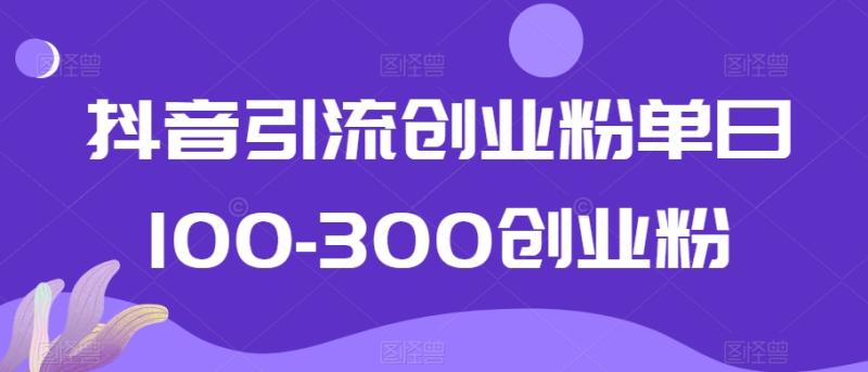抖音引流创业粉单日100-300创业粉【揭秘】-秀人资源网