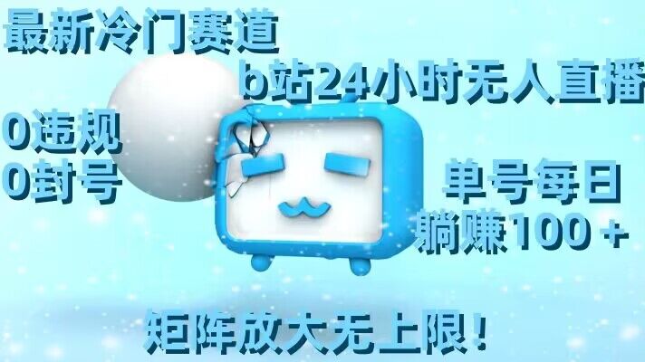 最新冷门赛道，b站24小时无人直播，0违规0封号，单号每日躺赚100＋，矩阵放大无上限【揭秘】-整合资源网
