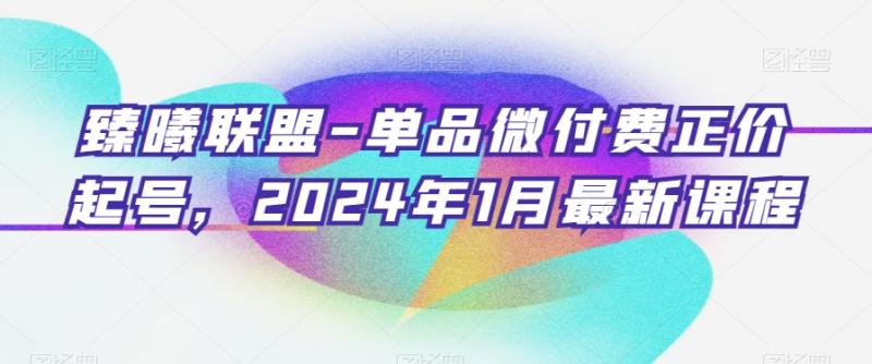 臻曦联盟-单品微付费正价起号，2024年1月最新课程-秀人资源网