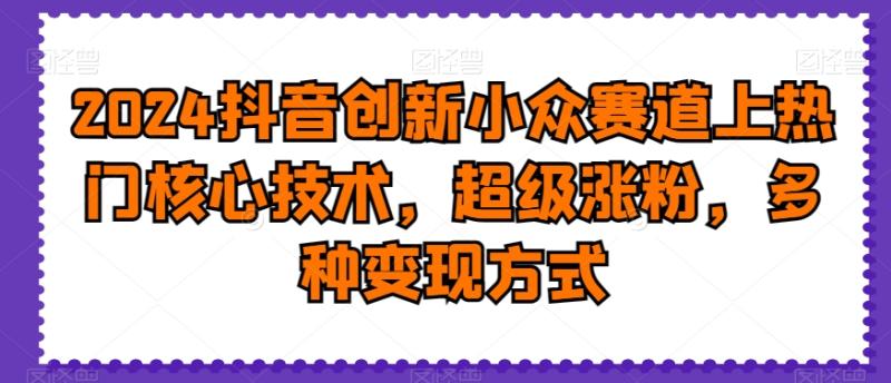 2024抖音创新小众赛道上热门核心技术，超级涨粉，多种变现方式【揭秘】-秀人资源网