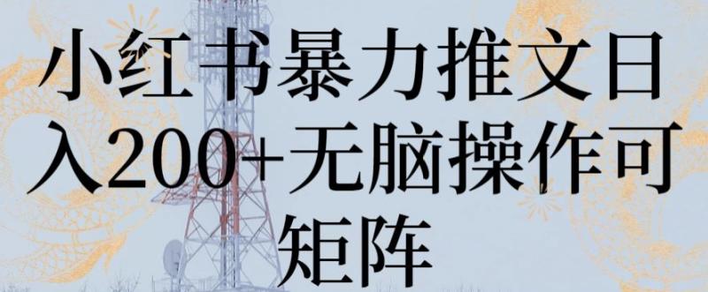 小红书暴力推文日入200+无脑操作可矩阵【揭秘】-秀人资源网