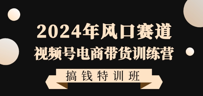 2024年风口赛道视频号电商带货训练营搞钱特训班，带领大家快速入局自媒体电商带货-秀人资源网