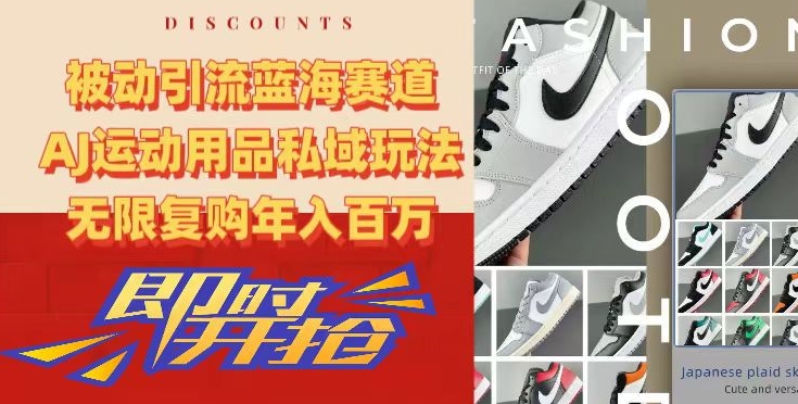 被动引流蓝海赛道，AJ运动用品私域玩法，无限复购年入百万【揭秘】-秀人资源网