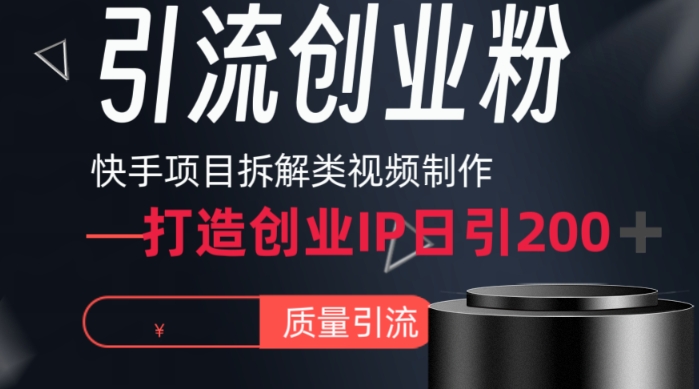 快手项目拆解类视频详细制作流程打造个人IP，单日引流200+高质量创业粉【揭秘】-整合资源网