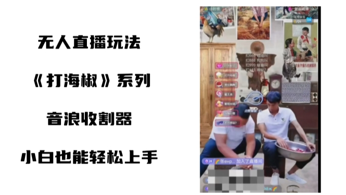 打海椒无人直播整蛊项目，小白轻松上手撸音浪收割器-秀人资源网