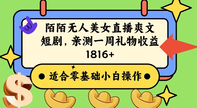 陌陌美女无人直播爽文短剧项目，亲测一个星期1800+【揭秘】-秀人资源网