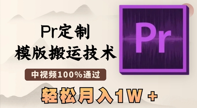 最新Pr定制模版搬运技术，中视频100%通过，几分钟一条视频，轻松月入1W＋【揭秘】-整合资源网