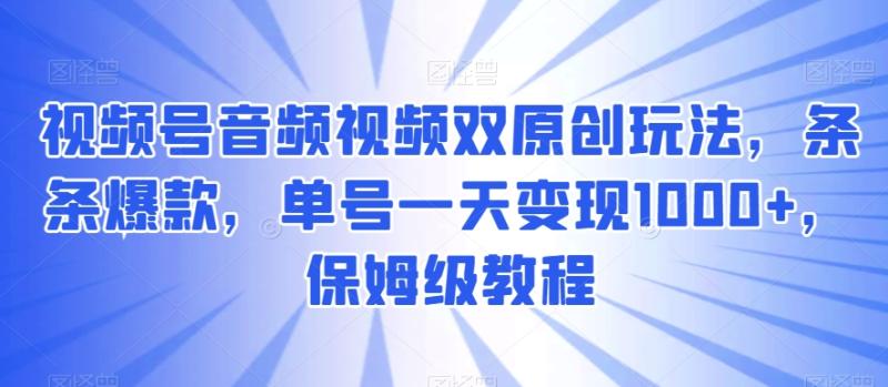 视频号音频视频双原创玩法，条条爆款，单号一天变现1000+，保姆级教程【揭秘】-秀人资源网