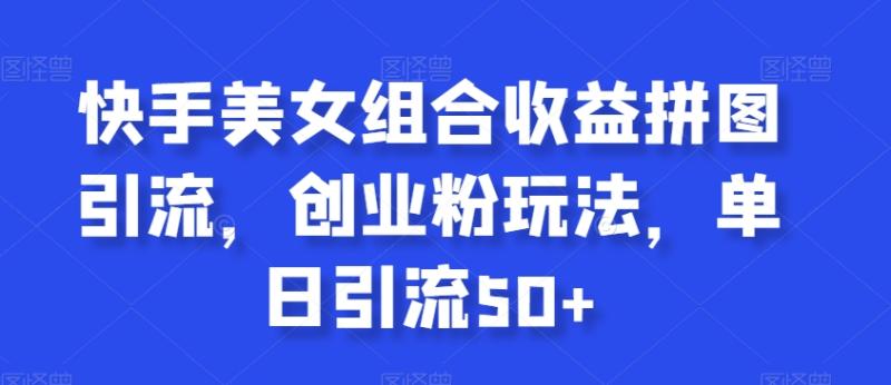 快手美女组合收益拼图引流，创业粉玩法，单日引流50+【揭秘】-秀人资源网