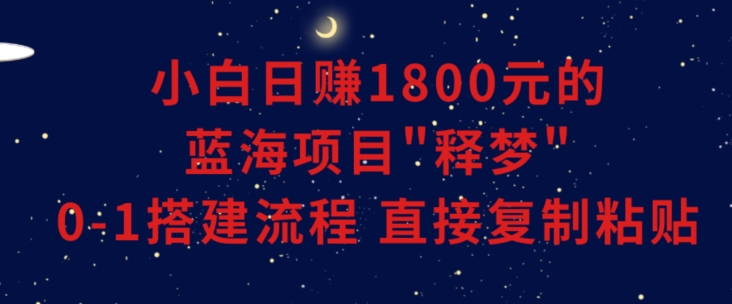 小白能日赚1800元的蓝海项目”释梦”0-1搭建流程可直接复制粘贴长期做【揭秘】-整合资源网