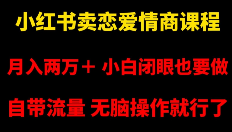 小红书卖恋爱情商课程，月入两万＋，小白闭眼也要做，自带流量，无脑操作就行了【揭秘】-秀人资源网